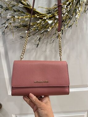‼️SOLSD❌‼️Michael Kors Dusty Rose Leather Chain-Strap Crossbody 8.5 x 6 x 1.75
